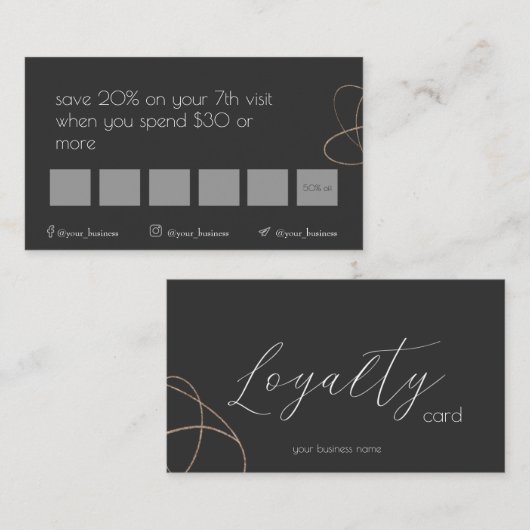 Black & Gold Business Loyalty Card Treuekarte (Vorne/Hinten)