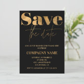Black Gold Business Party lädt Save the Date ein Einladung (Stehend Vorderseite)