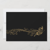 Black Gold Butterfly Musik Einladungen (Rückseite)