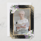 Black Gold Calla Lilies Foto Feier des Lebens Einladung (Rückseite)