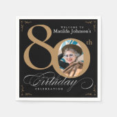 Black Gold Calligrafy Custom Foto Serviette (Vorderseite)