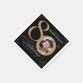 Black Gold Calligrafy Custom Foto Serviette (Ecke)