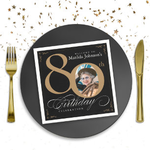 Black Gold Calligrafy Custom Foto Serviette