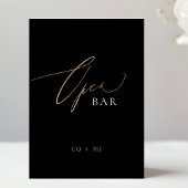 Black Gold Calligraphy 5 x 7 Wedding OPEN Bar Sign