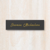 Black & Gold Calligraphy Minimalist Own Name Türschild (Vorderseite )