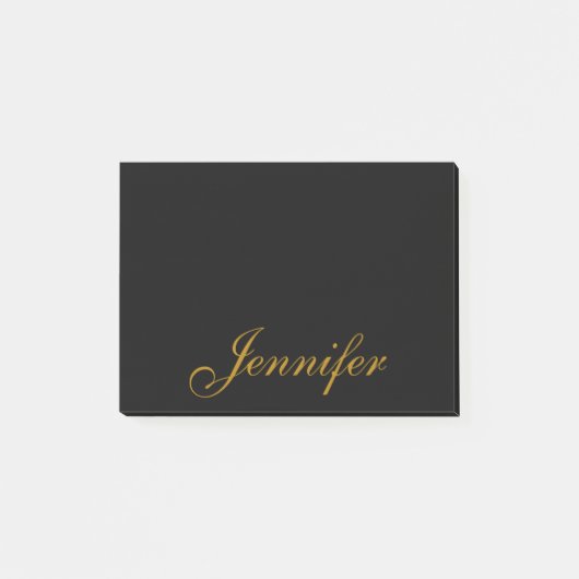 Black Gold Calligraphy Script Personalisiert Post-it Klebezettel (Vorderseite)