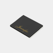 Black Gold Calligraphy Script Personalisiert  Post-it Klebezettel (angewinkelt)