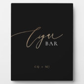 Black Gold Calligraphy Wedding Cigar Bar Sign Fotoplatte (Vorderseite)