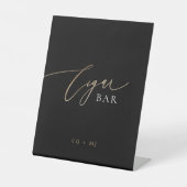 Black Gold Calligraphy Wedding Cigar Bar Sign Sockelschild (Vorderseite)