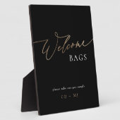 Black Gold Calligraphy Wedding Welcome Bags Sign Fotoplatte (Seite)