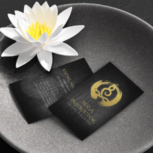 Black Gold Calligraphy Yoga Meditation ZEN Symbol Visitenkarte