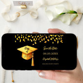 Black Gold Cap Konfetti Graduation Party Save The Date