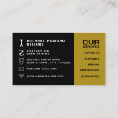 Black & Gold Car Logo, Auto Mechanic Visitenkarte (Rückseite)