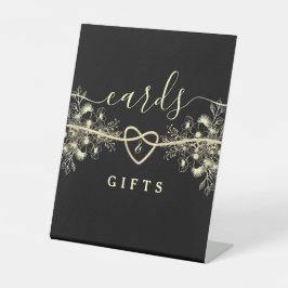 Black Gold Cards und Geschenke Hochzeitszeichen Sockelschild
