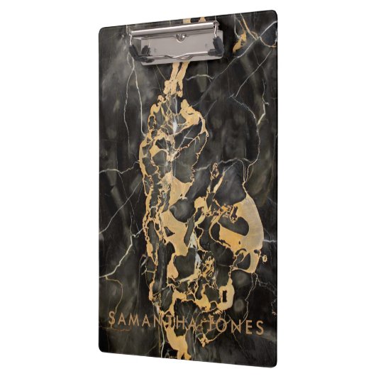 Black Gold Carrara Marble Classic Moderne Klemmbrett (Links)