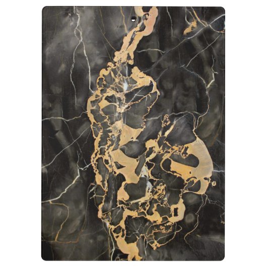 Black Gold Carrara Marble Classic Moderne Klemmbrett (Rückseite)