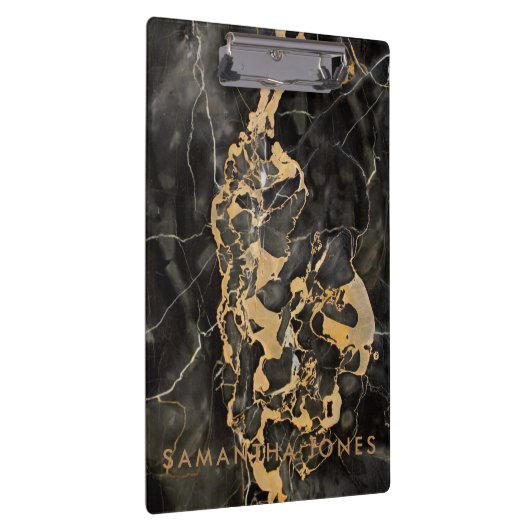 Black Gold Carrara Marble Classic Moderne Klemmbrett (Rechts)