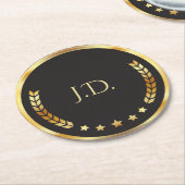 Black & Gold Casino – Bachelor or 40th Birthday Runder Pappuntersetzer (Angewinkelt)