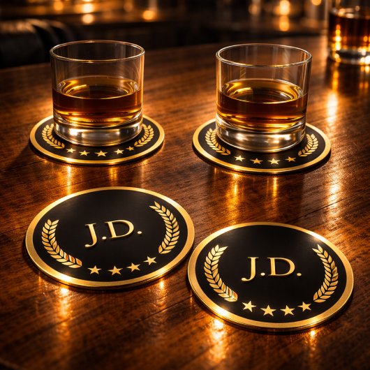 Black & Gold Casino – Bachelor or 40th Birthday Runder Pappuntersetzer