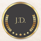 Black & Gold Casino – Junggeselle oder 40. Geburts Runder Pappuntersetzer (Vorderseite)