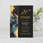 Black Gold Celestial 80. Geburtstagsparty Einladung (Stehend Vorderseite)