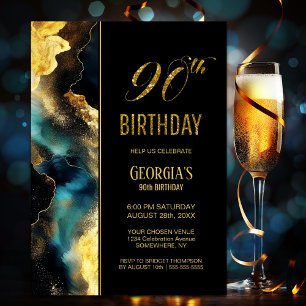 Black Gold Celestial 90. Geburtstagsparty Einladung