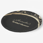 Black Gold Celestial Crescent Moon Brautparty Pappteller (Schrägansicht)