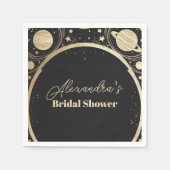 Black Gold Celestial Crescent Moon Brautparty Serviette (Vorderseite)