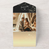 Black Gold Celestial Hochzeit in einer Einladung (Außenbereich)