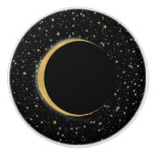Black & Gold Celestial Moon Magic Lunar Stars Keramikknauf (Vorderseite)