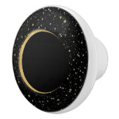 Black & Gold Celestial Moon Magic Lunar Stars Keramikknauf (Rechts)