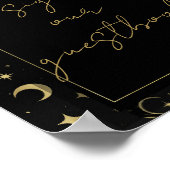 Black & Gold Celestial Moon Stars Hochzeit Poster (Ecke)