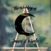 Black & Gold Celestial Moon Stars Hochzeit Willkom Acrylschild (Neutral)