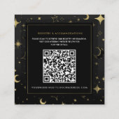 Black & Gold Celestial Moon Stars Hochzeiten Detai Quadratische Visitenkarte (Rückseite)