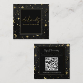 Black & Gold Celestial Moon Stars Hochzeiten Detai Quadratische Visitenkarte