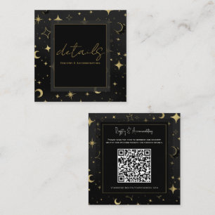 Black & Gold Celestial Moon Stars Hochzeiten Detai Quadratische Visitenkarte