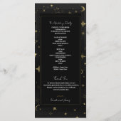 Black & Gold Celestial Moon Stars Hochzeitsprogram Programm (Rückseite)