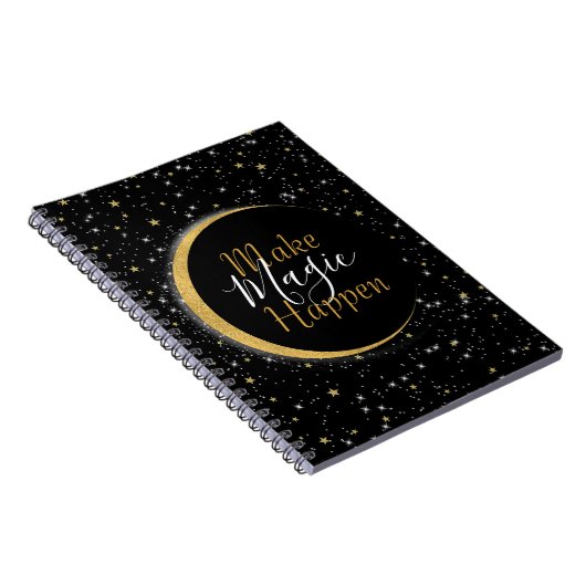 Black & Gold Celestial Moon Stars Lunar Magic Notizblock (Rechte Seite)