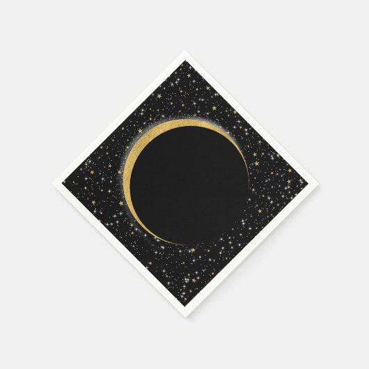 Black & Gold Celestial Moon Stars Lunar Magic Serviette (Ecke)