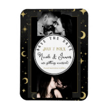Black & Gold Celestial Moon & Stars Save the Date