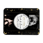 Black & Gold Celestial Moon & Stars Save the Date Magnet (Horizontal)