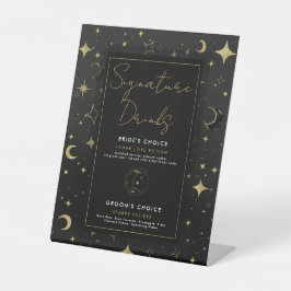 Black Gold Celestial Moon Stars Signature Drinks Sockelschild