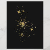 Black Gold Celestial Stars Hochzeit Flyer (Hinten)