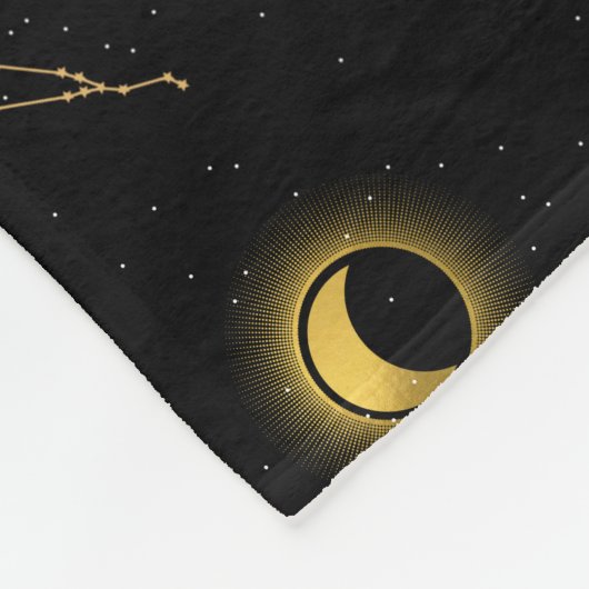 Black Gold Celestial Sun & Moon Zodiac Eye Fleecedecke (Ecke)