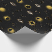 Black Gold Celestial Sun & Moon Zodiac Eye Geschenkpapier (Ecke)
