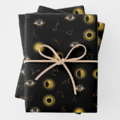 Black Gold Celestial Sun & Moon Zodiac Eye Geschenkpapier Set (Beispiel)