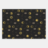 Black Gold Celestial Sun & Moon Zodiac Eye Geschenkpapier Set (Vorderseite)