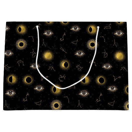 Black Gold Celestial Sun & Moon Zodiac Eye Große Geschenktüte (Vorderseite)