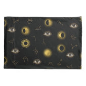 Black Gold Celestial Sun & Moon Zodiac Eye Kissenbezug (Rückseite-Links)