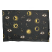 Black Gold Celestial Sun & Moon Zodiac Eye Kissenbezug (Vorderseite-Links)